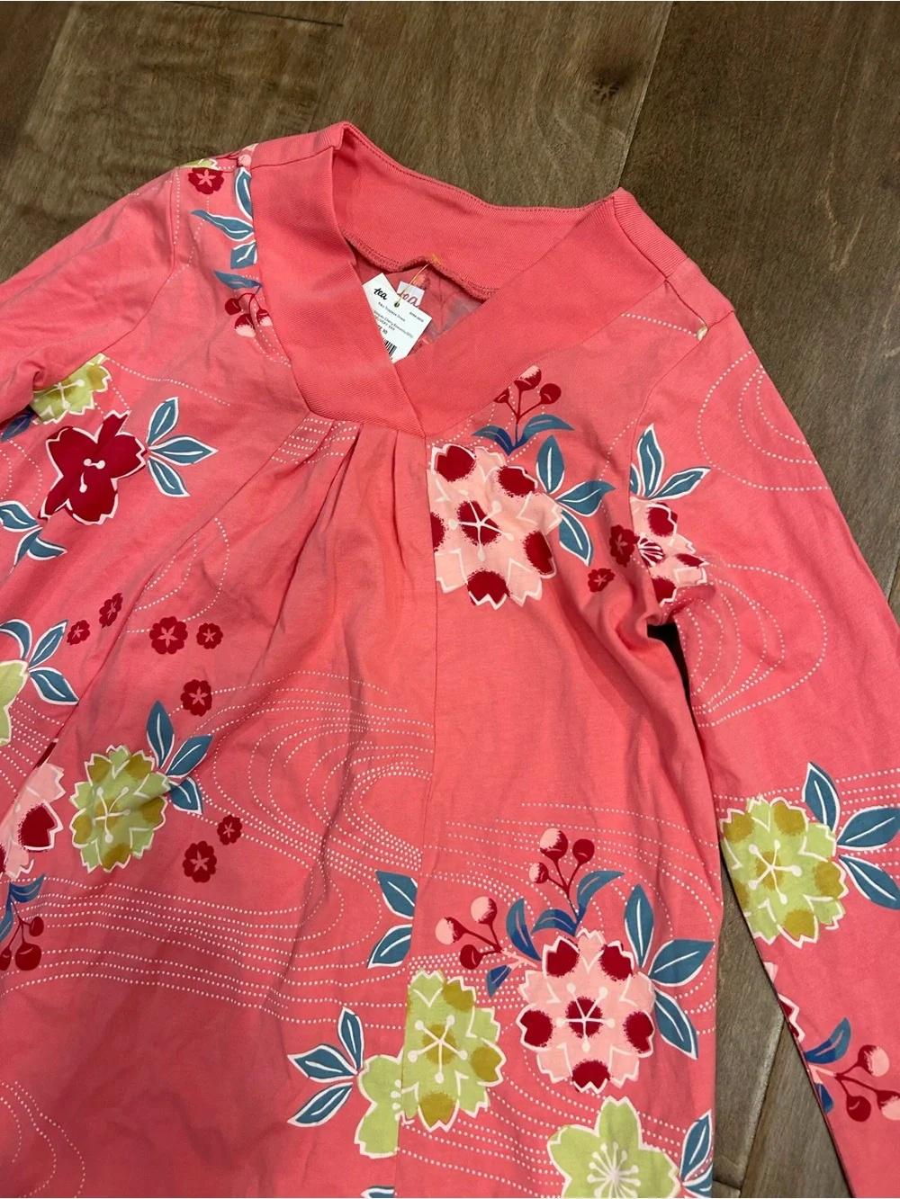 Tea collection riko cherry blossom long sleeve trapeze dress 10